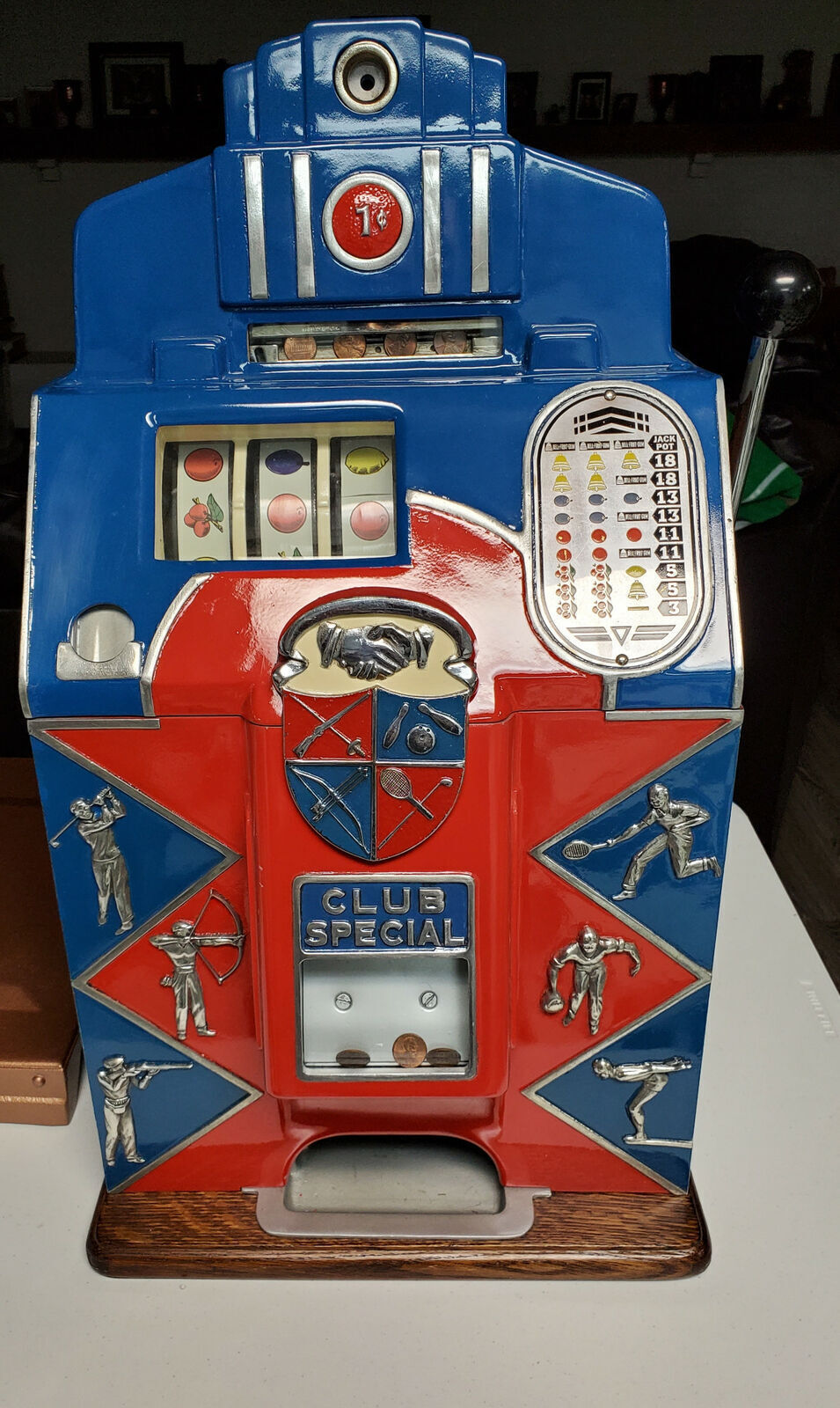 Jennings Slot Machine 1 cent Club Special Sportsman Circa 1938