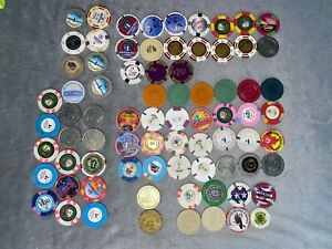 LOT of Seventy-Seven (77) Vintage Poker Chips & Tokens Reno Tahoe Illegal Club