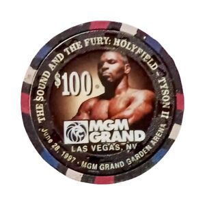 Mike Tyson vs Evander Holyfield II / The Bite Fight $100 MGM Casino Chip 1997