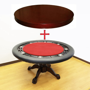 MRC Poker Table THE MYSTIC round table Dark Brown Solid Wood Leg plus dining top