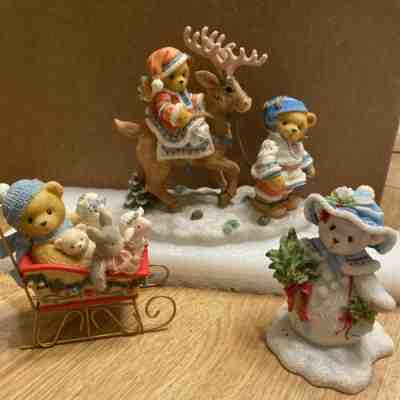 cherished teddies Christmas lot of 3