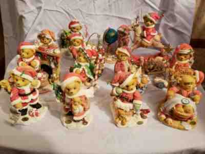 Vintage Cherished Teddies Santa Limited Ed series 1995-2007. 13 bears in box