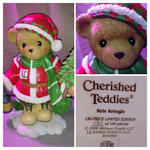 RARE CHERISHED TEDDIES Kris Kringle Santa Bear Statue Limited Edition TALL!!