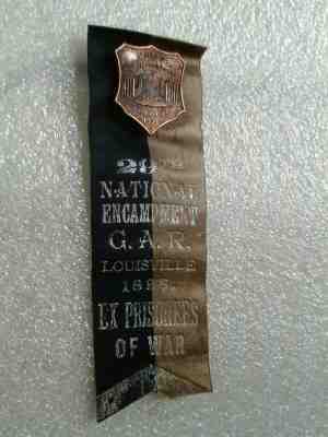 1895 LOUISVILLE KENTUCKY GAR CIVIL WAR VETERAN EX PRISONER OF WAR RIBBON & MEDAL