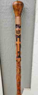 Civil War Carved Folk Art Walking Cane - Circa 1875 - Charles Teale