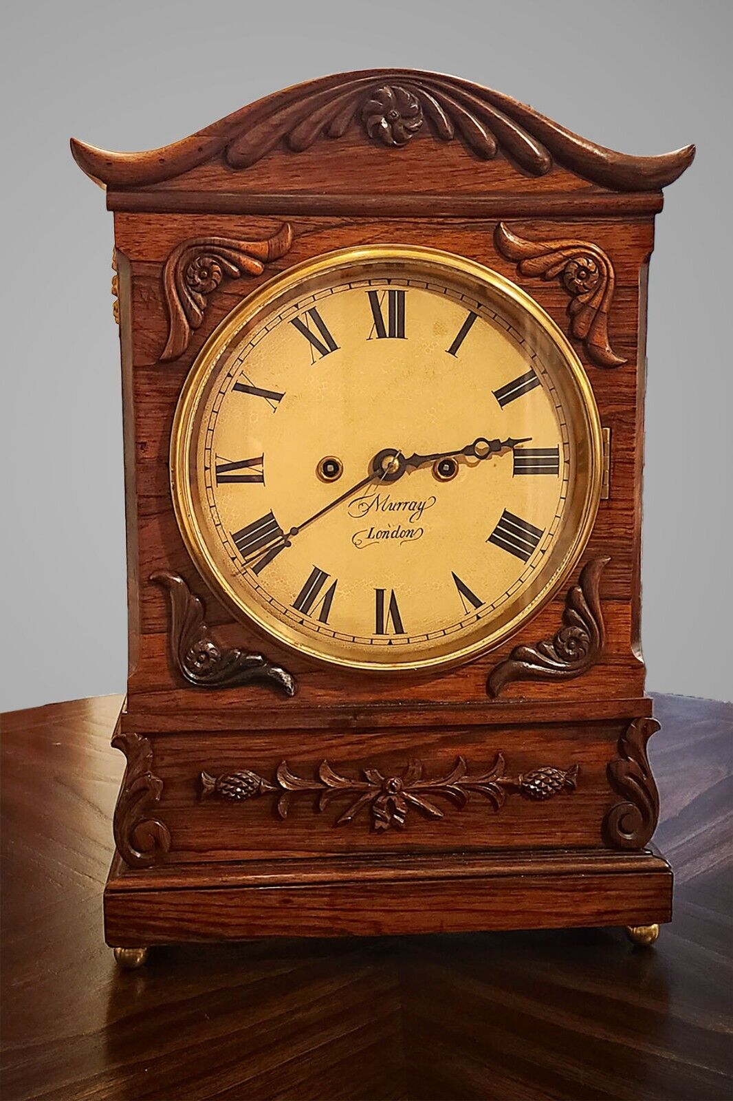 Antique 1845 English "Murray of London" Fusee Bracket Mantel Clock.
