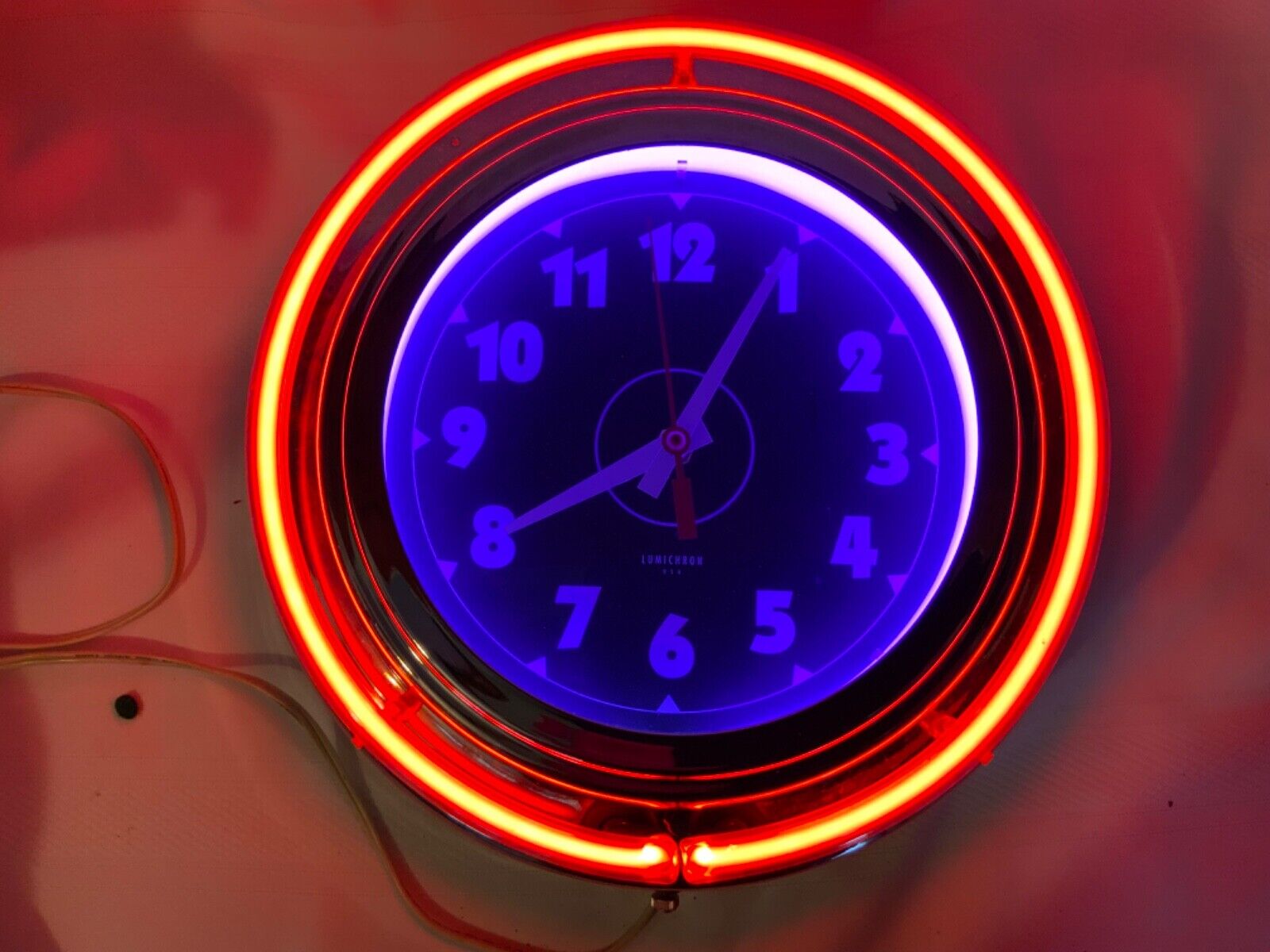 Vintage Lumichron 12D Neon Wall Clock. 1993