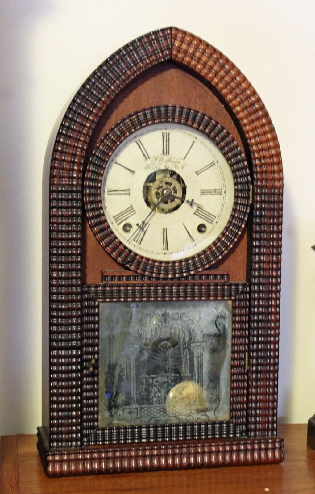 Rare Antique E.N. Welch ripple Beehive Clock.
