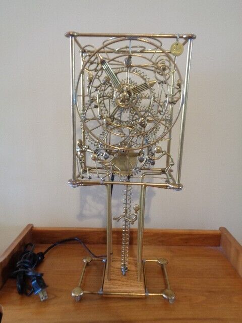 Gordon BRADT "7 Man” Kinetic Brass Sculpture Clock in excellent and working cond