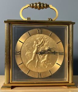 Imhof Carriage Clock with Beautiful Engraved Art by Bucherer