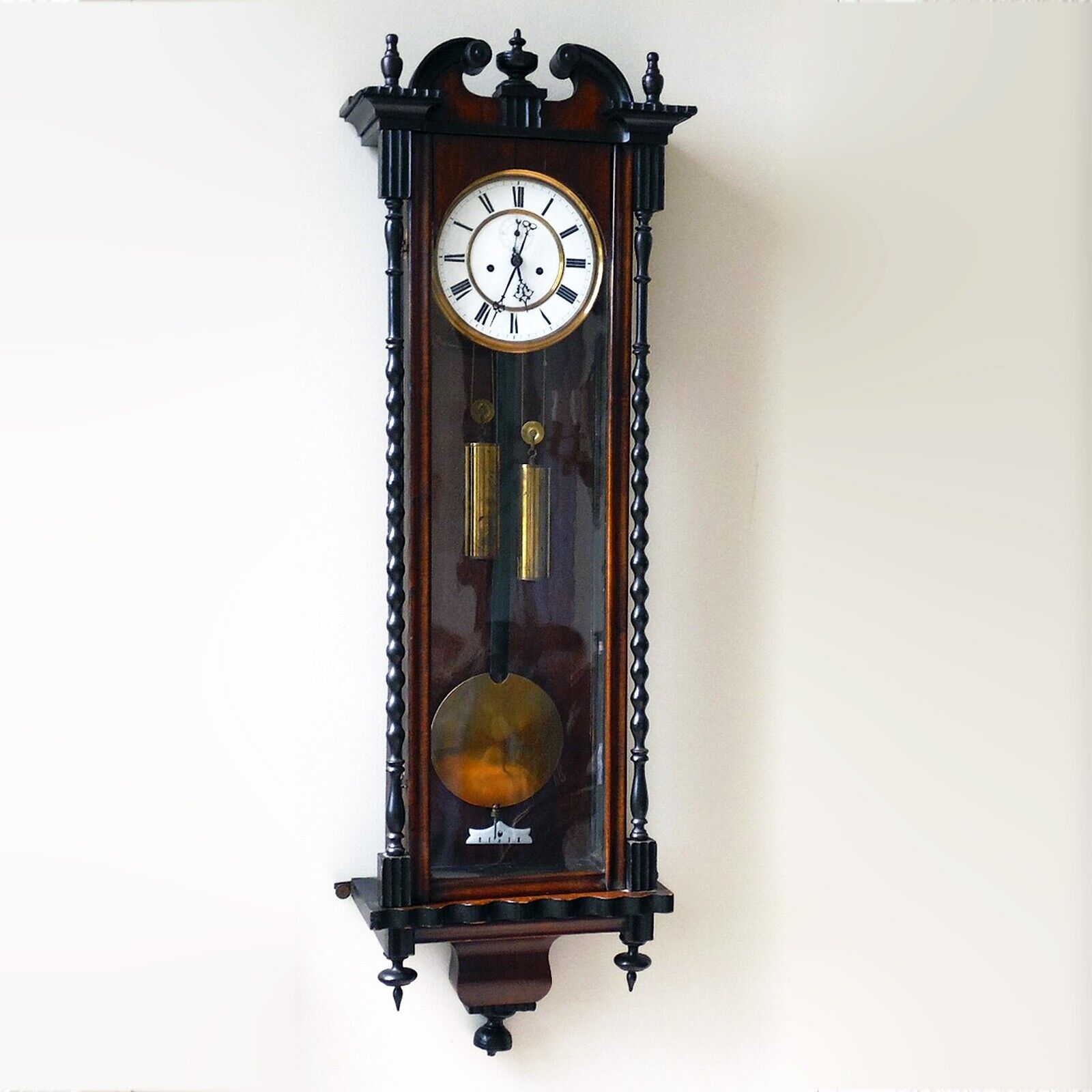 MID 19TH CENTURY AUSTRIAN BIEDERMEIER VIENNA REGULATOR 44 INCHES