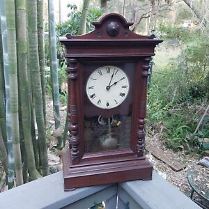 RARE SETH THOMAS ATLAS MANTLE CLOCK  STRIKES QUARTER BELLS  GONG  ESTATE AS IS