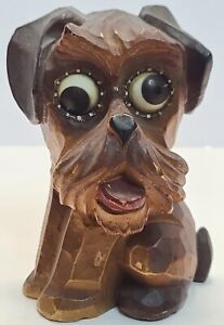 Antique Working OSWALD Germany Rotating 'Rolling Eyes' Yorkie Terrier Desk Clock