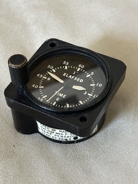 1970 - WALTHAM precision ELAPSED aircraft mechanical clock Type MS-28020-LI