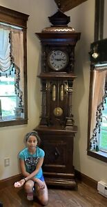 Monumental Lenzkirch Open Well German Black Forest Grandfather Clock NICE
