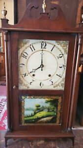 Antique Pillar & Scroll Shelf Clock c. 1830