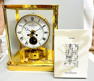 Vintage Jaeger LeCoultre ATMOS Moon Phase  Working A1 Condition 24k GP Clock