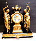 ANTIQUE ANSONIA DOUBLE STATUARY CLOCK- HUNTRESS & FISHER. A BEAUTY