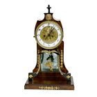 Austrian Gilt Bronze Mounted Burl Wood Mantel Clock Cupid Automation