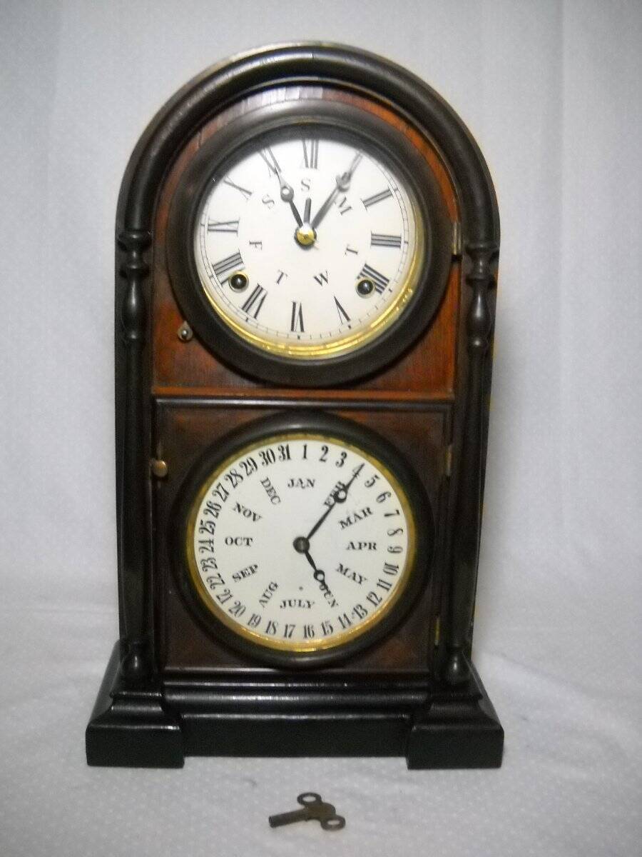 Scarce Welch Spring 8-Day Time and Strike Calendar Clock Italian No. 3 Working