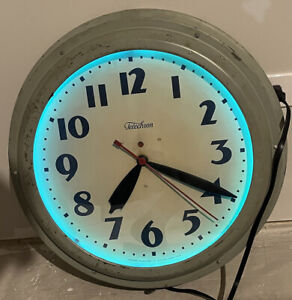 Vintage Art Deco Telechron Neon Clock Large Rare Neon Color!