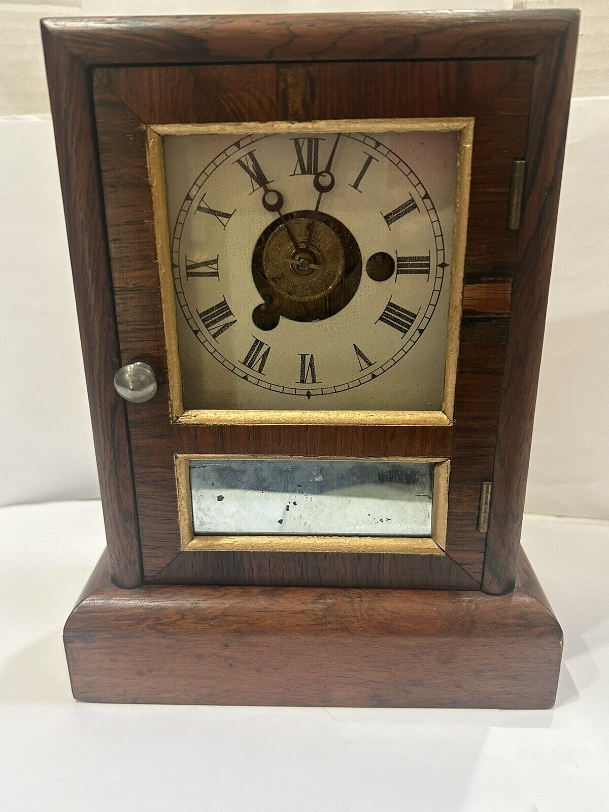 ANTIQUE SETH THOMAS COTTAGE CLOCK WOODEN 30 HOUR W/ALARM MANTEL CLOCK