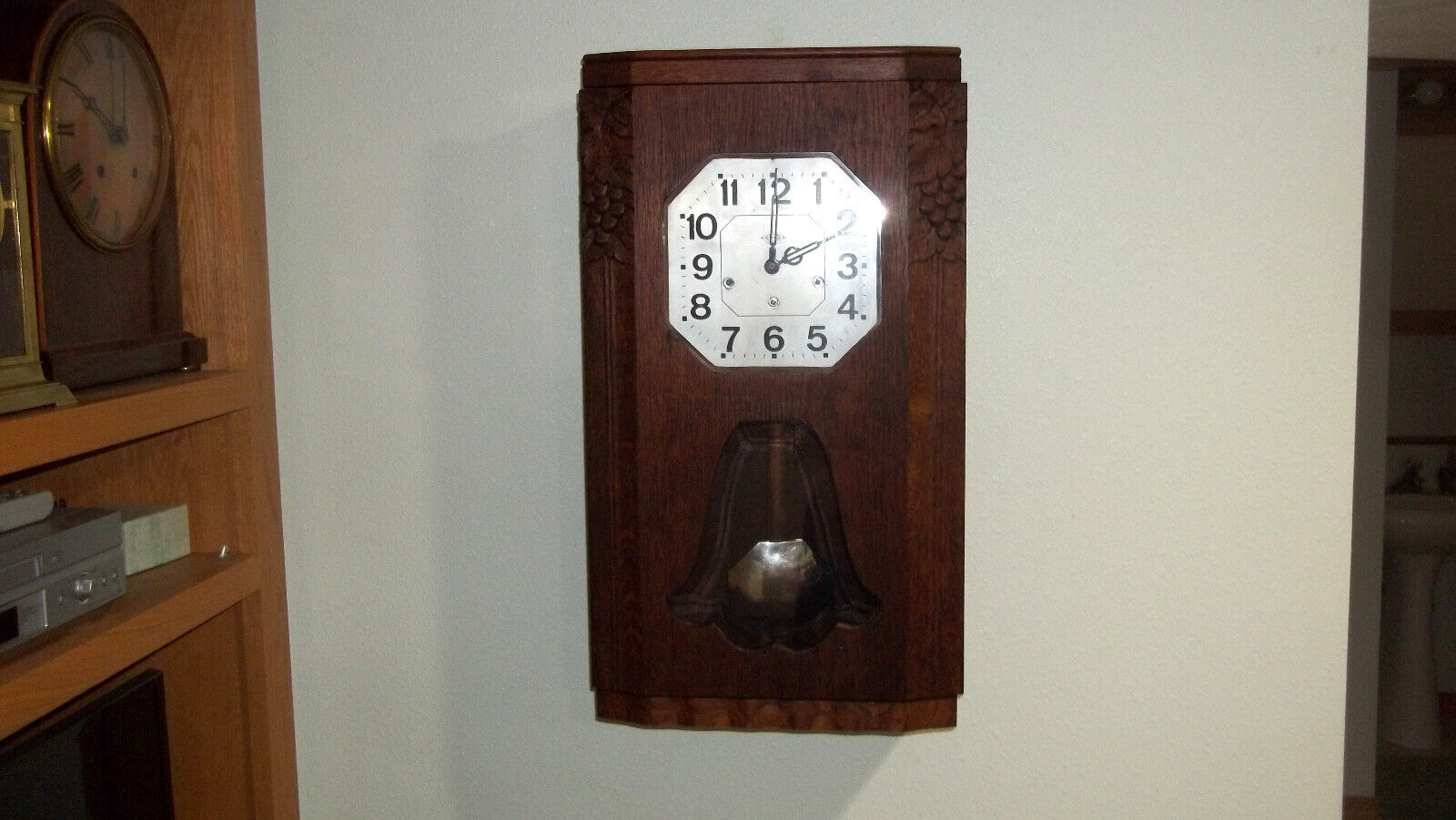 FULLY RESTORED GIROD FRENCH ART DECO STYLE WESTMINSTER CHIME WALL CLOCK