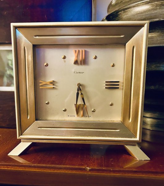Cartier Solid Brass Desk Clock Circa 1949 Beautiful Condition Needs Servicing