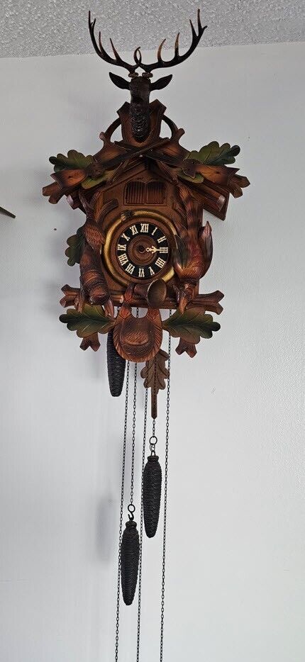 Vintage Thorens Movement Swiss Cuckoo Clock Working Condition