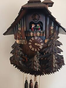 Cuckoo Clock by Anton Schneider, Black Forest, Animated Musical w Night Shut off