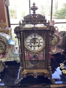 Ansonia Antique Excelsior Crystal Regulator real Bronze Clock