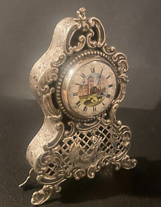 Verge Fusee Silver Clock key wind  late 1700s-early 1800s 4.75in tall