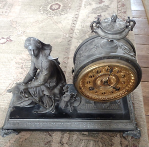 RARE Antique 1822 Bronze Woman With Anchor Ansonia Mantle Clock *Works