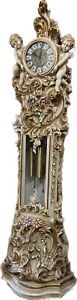Antique Wood Italian Cherub Angel Putti Grandfather Clock Heavy Carved Italy