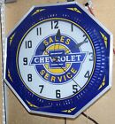 Chevrolet Sales Service Neon Spinner Clock Octagon 18"
