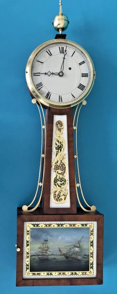 Bengamin Morrill Banjo Clock, circa 1820-1830, Restored by Master Clocksmith