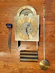 Herschede Grandfather Clock Moon Dial Movement Weights Pendulum Chimes Chains
