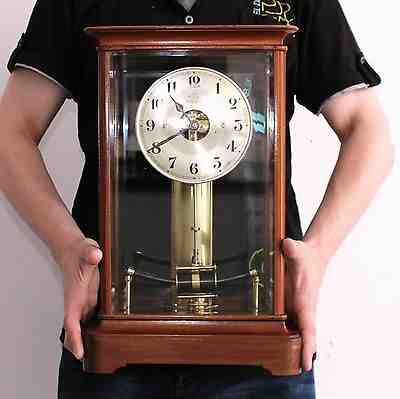 Antique French BULLE CLOCK Mantel 4 Crystal HUGE ELECTRIC Translucent Glass DOME