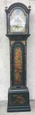 SUPERB ANTIQUE CHINOISERIE TALL CASE GRANDFATHER CLOCK