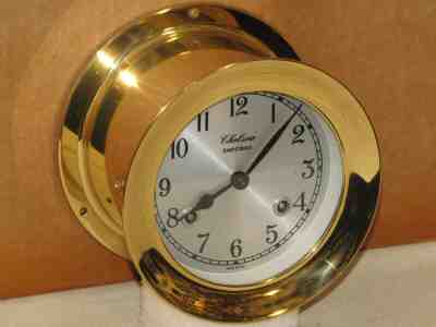 CHELSEA SHIPS BELL CLOCK SHIPSTRIKE MODEL~4 1/2" DIAL~HINGED BEZEL~2001~MINT