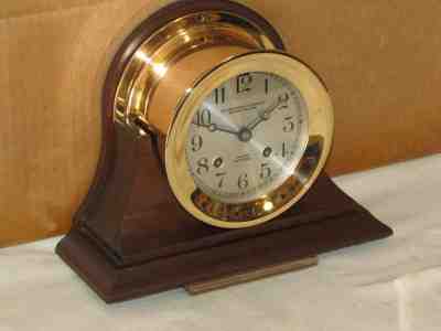 CHELSEA ANTIQUE SHIPS BELL CLOCK~4 1/2 IN DIAL~1925~RED BRASS~RESTORED