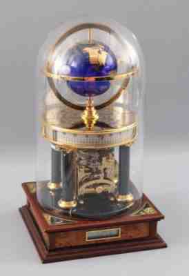 Royal Geographical Society MILLENNIUM CLOCK w/ Earth, Moon Glass Dome