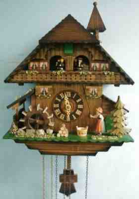 Vtg Black Forest Musical Chalet Cuckoo Clock Edelweiss Froehliche Wanderer 3883