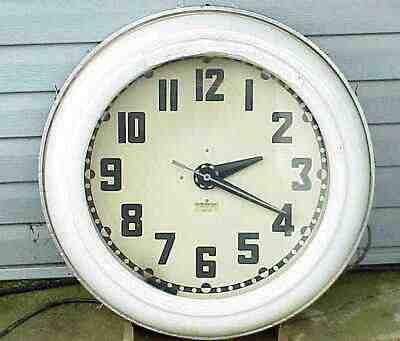 Large Antique Electric Neon Clock Co Cleveland OH Clock Two Color RED & GREEN