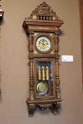 GERMANY 3 weight Gustav Becker repetier 1881 Grand Sonnerie wall clock WARRANTY