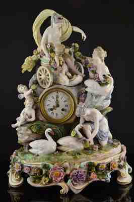 MANTLE CLOCK. MEISSEN, GERMANY, 18TH CENTURY