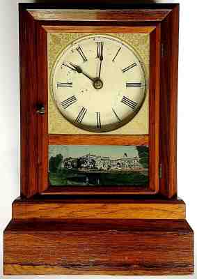 SCARCE BRADLEY MFG. CO., SOUTHINGTON, CT, COTTAGE CLOCK, 8-DAY MOVEMENT, ca.1852