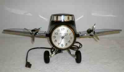 Vintage Art Deco Mastercrafter Sessions Airplane Clock *** RESTORED *** NICE ***