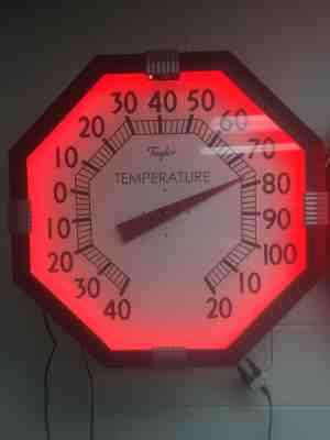 Taylor neon thermometer like clock big 8 sided vintage wall restored rare find 