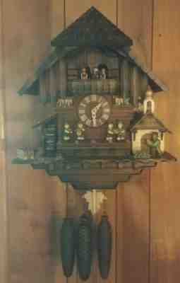 Albert Schwab Black Forest CHALET Cuckoo Clock 8-Day OOMPHA/Bell Ringer Musical